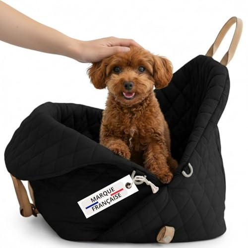 Sac Transport Chien Voiture avec Coussin, Siege Auto Chien, Sac de Transport Chat à Bandoulière avec Laisse de Sécurité, Sacs pour Petits Chiens jusqu'à...