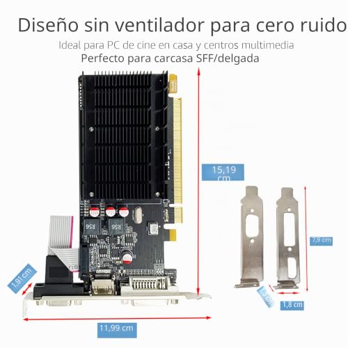 Miniatura 4 de Radeon Hd 5450 Tarjeta Gráfica, 2 Gb Gddr3 64 Bits, Dvi Hdmi Vga, Perfil Bajo, Pci Express X16, Tarjeta De Video Para Pc, Gpu, Directx 11