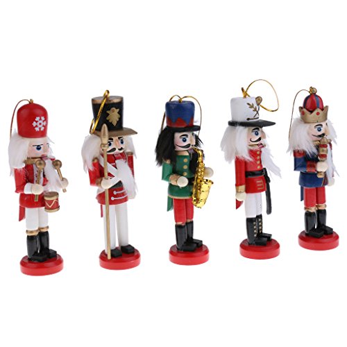 YIJU 9PCS Artesanato em Madeira Quebra-nozes Soldado Fantoche Decoração de árvore de Natal