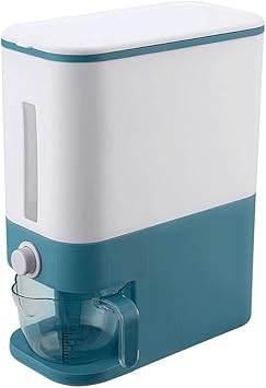 26.5lb Large Capacity Rice Dispenser, Grain Rice Storage Container with Airtight Lid and Measuring Cup Moisture Proof Household Food Dispenser Bucket for KitchenBlue