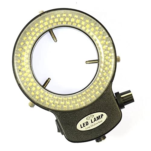 ラボ用顕微鏡アクセサリー 調整可能な 144 LED リングライト顕微鏡照明器電源アダプタ 0-100% 調整可能なランプ顕微鏡用(Black)
