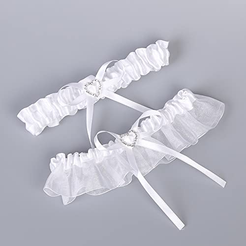 Sither White Lace Garters Set For Wedding Bride Garters Large Bridal Leg Band With Crystal Bow Belt Garters For Women Gift Wedding Party Accessories #TOP5