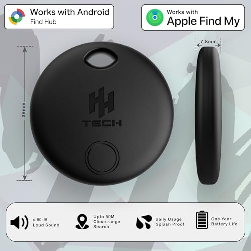 HH-Tech Dual-System Smart Tracker Tags Pack-2 (Compatible with iOS & Android), Works with Apple Find My & Google Find Hub, Bluetooth Item Finder for Keys, Wallet, Luggage, Bags, and More - Image 5