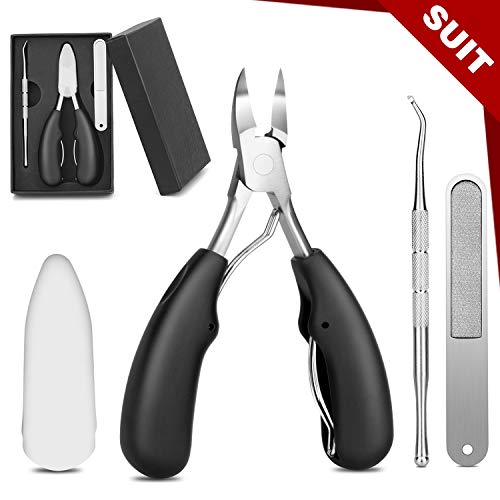 Toe Nail Clippers for Thick Nails for Seniors,Toenail Clipper for Thick Toenails,Ingrown Toenail Tool Professional Thick Nail Clipper Podiatrist Toenail Nipper Stainless Steel Nail Nipper (Black..)