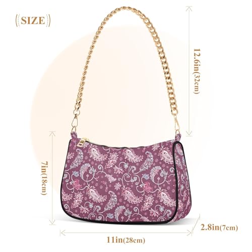 Burgendy Paisley trendy chain shoulder bag hand bags for essentials for women3