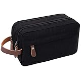 Mens Toiletry Bag Dopp Kit Travel Bathroom Bag Waterproof Shaving Shower Cosmetic Organizer (Black)