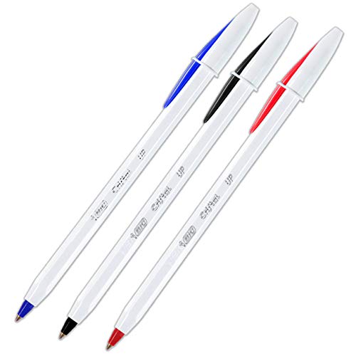 Caneta Esferográfica BIC Cristal UP, 3 Cores Clássicas, Ponta Média 1,2mm, 930005, Singularidade e A