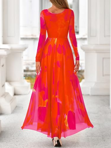 BTFBM Women Maxi Dress Fall 2025 Fashion Elegant Long Sleeve Square Neck Floral Print Party Club Wedding Guest Dresses