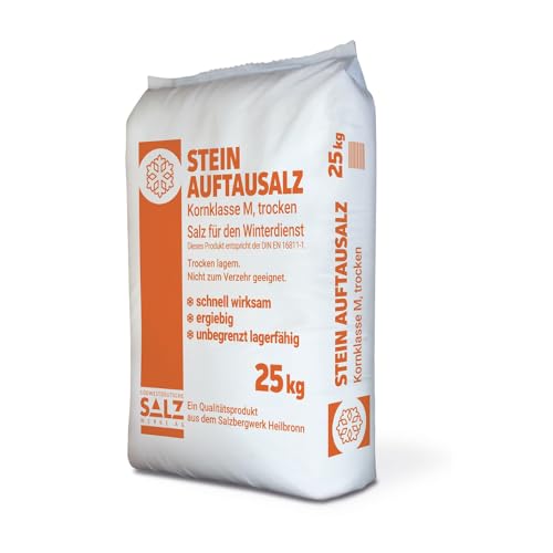 50 kg Stein Auftausalz (2 x 25 kg) Streumittel Streusalz KL-M Schnee Winter Eis Frost Premium inklusiv 1 Paar ARNOMED Einweghandschuh
