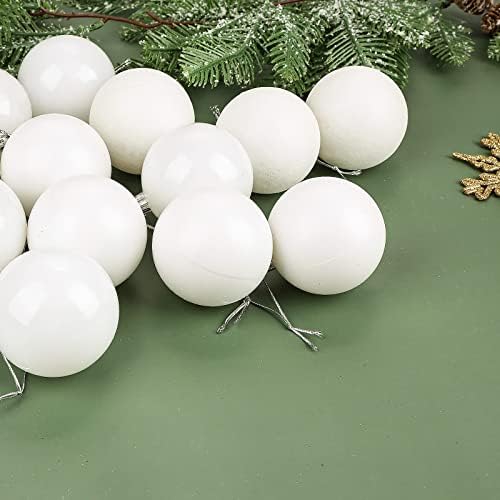 Aitsite Christmas Baubles, 24 Pcs Xmas Baubles Christmas Decorations 6cm Hanging Christmas Balls Shatterproof Christmas Ornaments for Christmas Tree Home Festival Decoration(White)