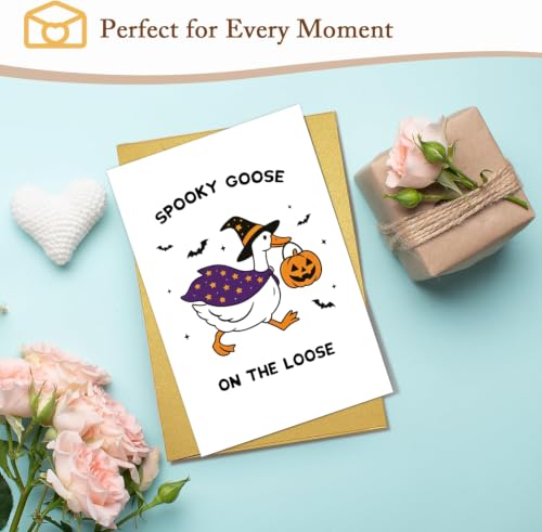 RPJIEKINXU Funny Halloween Card for Her, Cute Spooky Goose Halloween Card - image 7