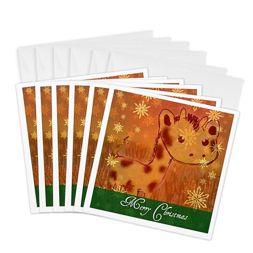 Cartes de vœux flocons de neige orange 3dRose Gc_38446_1 lot de 6