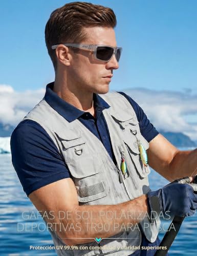 Miniatura 2 de Attcl Gafas De Sol Polarizadas Para Hombre, Para Deportes, Pesca, Conducción, Protección Uv, Ultraligeras Tr90, 5001-C20-Touqianhui Gris No Espejado , Medium