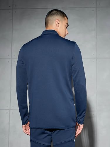 Image of TECHNOSPORT Men Polyester Slim Fit Solid Mock Neck Jacket with Elasto Plus, SPF50+ for Sports and Regular Use