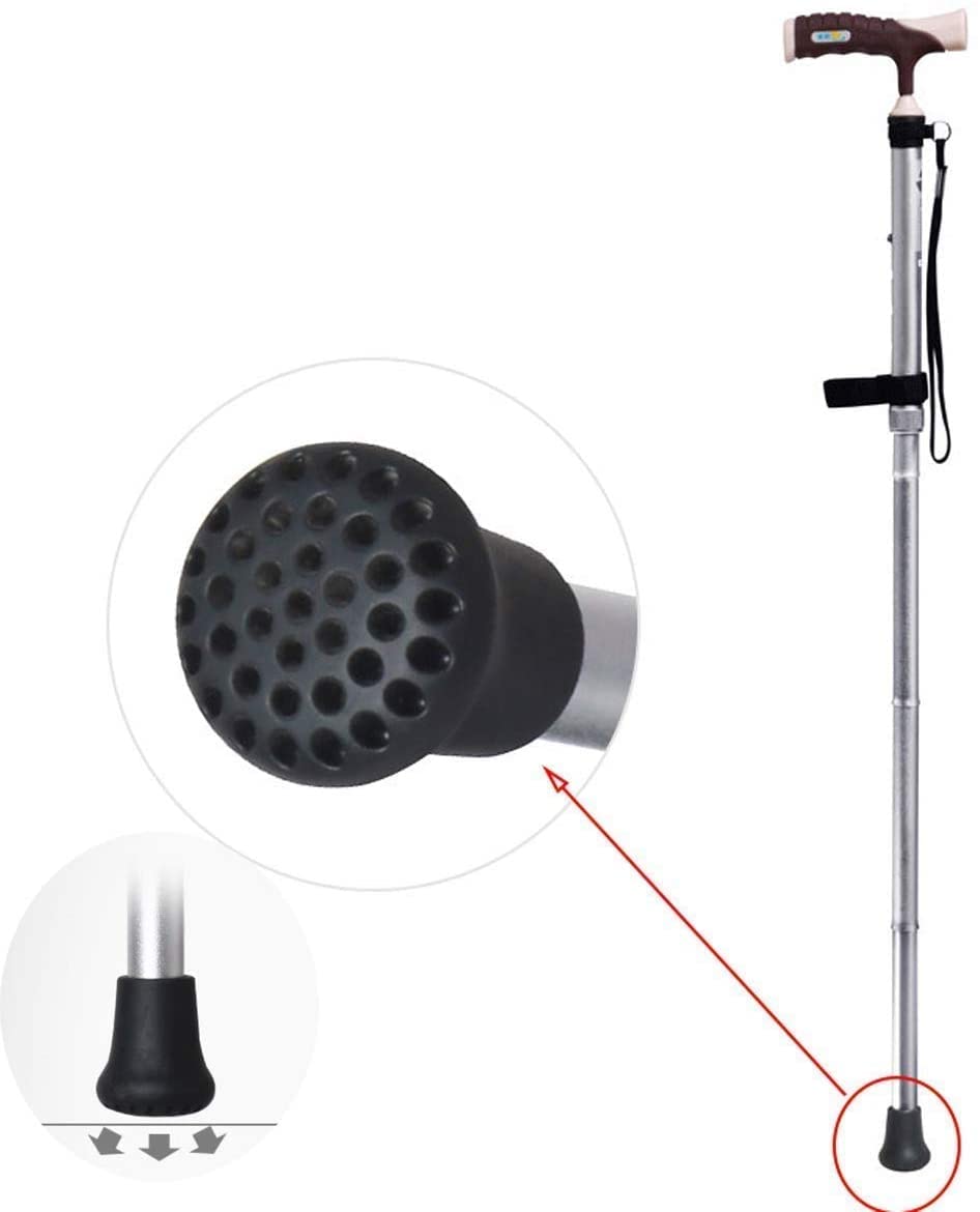 Stampelle telescopiche antiscivolo Bastone da passeggio/bastone pieghevole 5 altezze Impugnatura morbida regolabile Leggero per anziani/donne/uomini Alluminio Peso massimo utente 350 g 130 kg The New