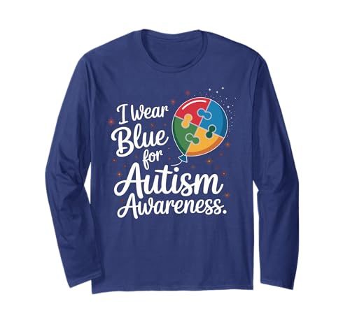 I Wear Blue For Autism Awareness Month Men Women Kids Autism Manga Larga