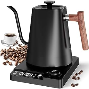 Edelstahl Wasserkocher, Schwanenhals Wasserkocher, 24-Stunden-Wärmefunktion Teekessel, 1200W Schnellheizung mit Temperaturanzeige Kaffeekessel