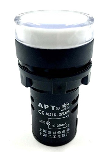 Woljay Indicator Light White 22mm LED Pilot Panel AC 220V 20mA Indicator Signal Lamp 2 Pack