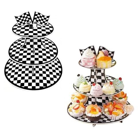 2 Pack Food Service Display Stands, Cup Cake Stands, 3 Tier Cardboard Cup Cake Holder Tower, Display Stand Shelf for Birthday Party Kids Party Wedding Decoration Cover
