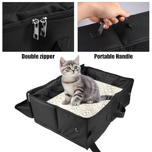 Reise Katzenklo Portable mit Deckel, Faltbare Tragbare Katzentoilette 40x30cm, wasserdichte Haustier Katzenklo, Katzen Toilette Reise, Tragbare Katzenbox für Camping, Auto, Drinnen und Draußen