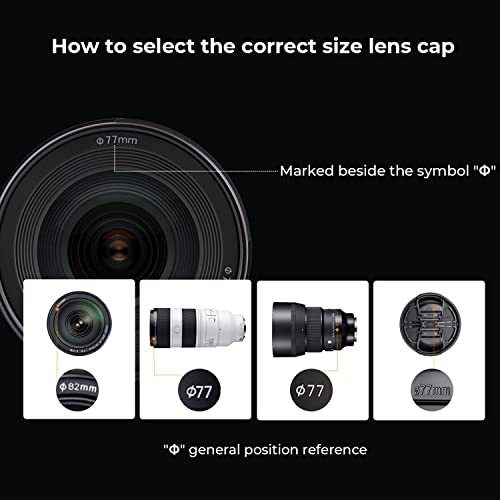image for K&F Concept 46mm Lens Cap Cover, 4-in-1 Center Pinch Lens Cover + Anti