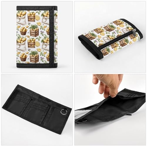Autumn Potato Lemon Print Wallet for Men, 8 Credit Card Holder Slim Minimalist Front Pocket Small Mens Bifold Wallets4