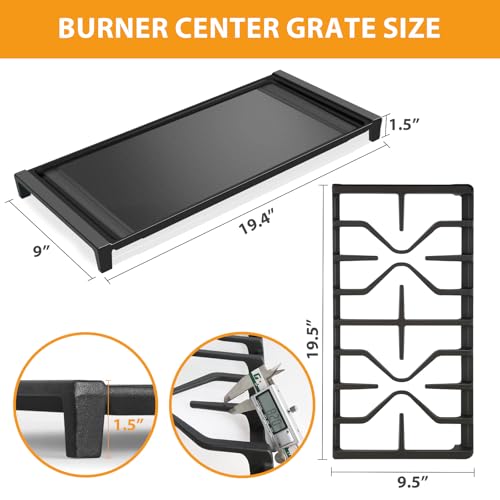 Image of WB31X27151 Side Grates WB31X24738 Stovetop Griddle Replacement for GE General Electric Stove Parts,WB31X24736 Cooktop Grates WB31X24998 Cast Iron Griddle for Stove Top JGBS66REKSS JGB735SPSS Gas Stove