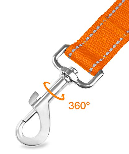 Joytale Hundeleine für Große und Mittelgroße Hunde, Doppelseitig Reflektierende Leine Hund aus Nylon mit Gepolstertem Griff, 1,8m x 2,5cm, Orange