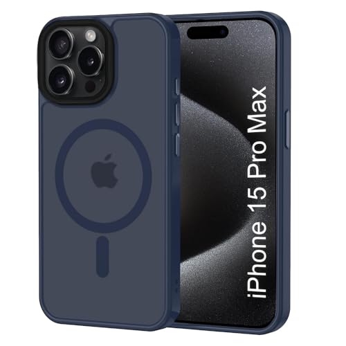 Image of iPhone 15 pro Max Magsafe Hard Back Case | Matte Design & 360 Protection | Military-Grade Apple iPhone 15 pro Max Cover | Strong Magnet Back - Blue