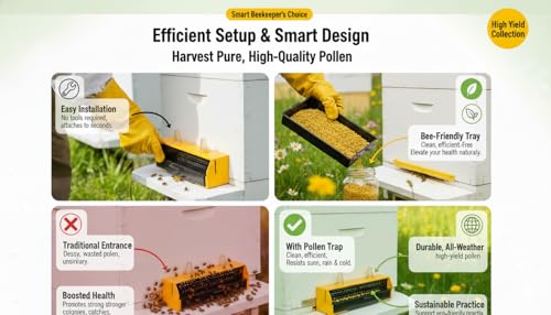Image of ANP BEE Honey Bee Pollen Trap for Beehive, Pollen Collector with Removable Drawer, Beekeeping Equipment for Easy Pollen Harvesting, Bee Hive Pollen Trap Tool for Apiary Use (Pack of 2)