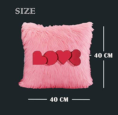 Image of Best Gifts for Birthday /Valentine's Day /Give Thanks with A Grateful Heart Love Quote - Square Shape Fur Throw Pillow Cushion - Home Sofa Decorative 16 X 16 inches (Pink)
