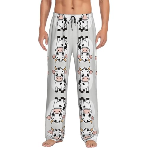 AKDODK Pijama largo ligero e informal con estampado de vaca de leche, pijama con bolsillos, suave y cómodo, Negro , XL