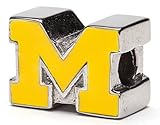 University of Michigan Charm for Charm Bracelets - Maize Michigan M Charm - Hyopallergenic Stainless Steel Charms for Bracelets - Michigan Gifts for Women