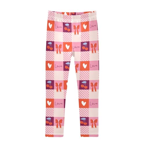Gingham Love Girls Leggings,Workout Leggings for Girls Toddler Athletic Leggings Size for 3-10T