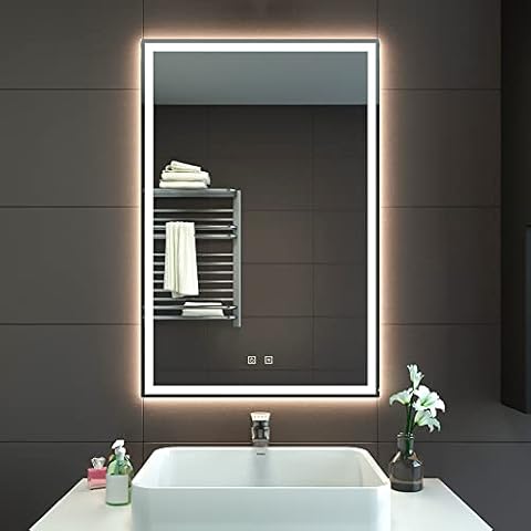 GANPE LED Badezimmer Spiegel, Make-up Eitelkeits Spiegel Wand montiert Cover