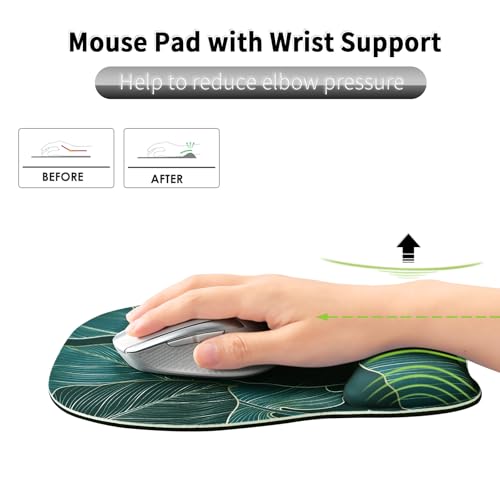 Image of EooCoo Ergonomic Mouse Pad with Wrist Support, Mousepad with Memory Foam Wrist Rest and Non-Slip Base for Computer, Cafe, Home & Office, 9.64 x 8.26 in Office Desk Accessories