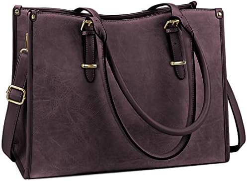 NUBILY Laptop Bags for Women 15.6 inch Handbags Designer Laptop Tote Bag Large Leather Ladies Shoulder Bag for Work School Shopping Business Pink