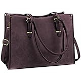 NUBILY Handtasche Damen Shopper Damen Groß Umhängetasche Laptoptasche 15.6 Zoll PU Leder Aktentasche Frauen Gross Arbeit Schule Business Tasche (Weinrot)