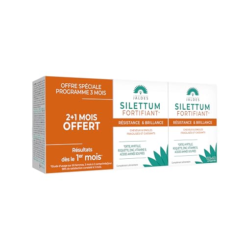 SILETTUM Fortifiant Pack Eco 180 Comprimés | Agit pour des Cheveux et Ongles Forts, Résistants et plein de Vigueur | Pour Cheveux et Ongles Fragilisés et Cassants | Laboratoire Jaldes