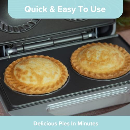 Quest Double Deep Fill Pie Maker/Features Built-In Crimping Edge & Separate Pastry Cutter/Makes Pies 9cm Diameter/Non-Stick Plates / 700W