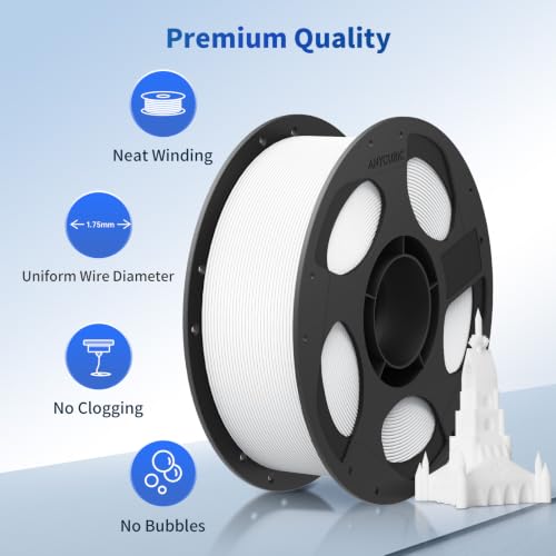 Image of ANYCUBIC PLA 3D Printer Filament, 3D Printing PLA Filament 1.75mm Dimensional Accuracy + /- 0.02mm, 1KG Reusable Spool (2.2 lbs), Mia White