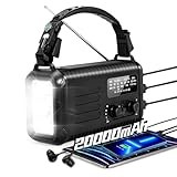 20000mAh / 74000mWh Emergency Crank Radio, NOAA/AM/FM Portable Weather Radio, Solar Hand Crank Radio, Battery Powered with USB Phone Charger, Flashlight Reading Lamp & SOS for Survival Camping (Black)