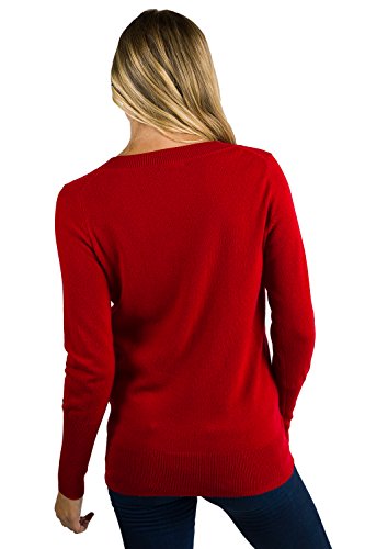 Image of JENNIE LIU Women's 100% Pure Cashmere Long Sleeve Ava V Neck Pullover Sweater