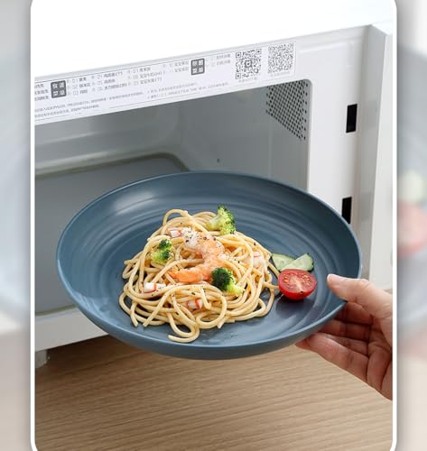 Image of Pepplo Serving Bowl for Soup, Noodle, Pasta, Camping, Picnic, Family Dinner, Salad, Cake, Ice Cream, Pho, Oatmeal, Cereal, Snack, Melamine, Biryani Microwave Safe (20cm+23cm, Blue, Pack of 4)