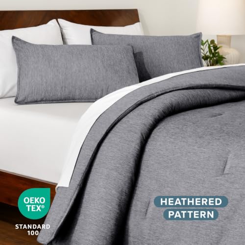 Image of Bare Home Comforter Set - Queen Size - Ultra-Soft - Goose Down Alternative - Premium 1800 Series - All Season Warmth Comforter (Queen, Heathered Charcoal)