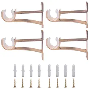 Curtain Rod Brackets for Drapery Rod Aluminum Alloy Heavy Duty Curtain Rod Holders Curtain Rod Hooks Wall Heavy Duty Curtain Drapery Rods,Set of 4 Window Pole Mount (Gold)