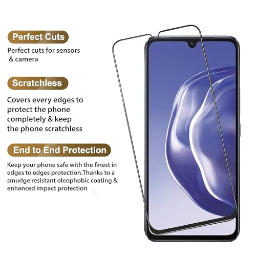 Image of HD Tempered Glass Screen Protector Compatible For Vivo V21e With Edge To Edge Coverage And Easy Installation Kit