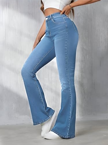 Image of Ben Martin Women's High Waist Jeans || Flared Bell Bottom Bootcut Pants || Wide Leg Stretch Denim - Perfect for Travel, Party & Everyday Use Sizes 26 to 40 (0)