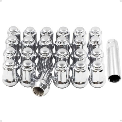 Image of Wheel Accessories Parts 24 Pcs M14x1.5 14x1.5 Thread Truck 1.50 inch Long Spline Lug Nuts Chrome 6 Spline Hex Fits Jeep Grand Wagoneer Grand Wagoneer ｜ Ram 1500