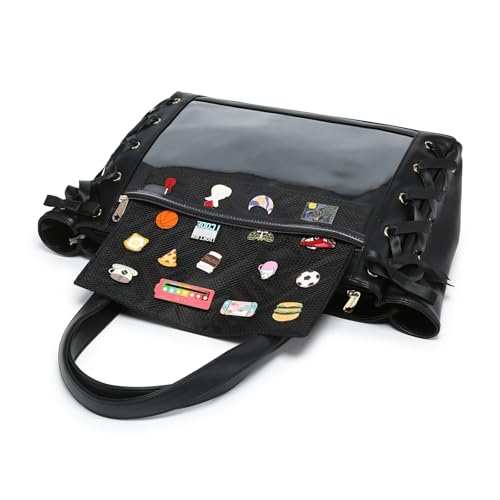 CHERRY SAUCE Silk Ribbon Tote Bag Ita Bag Shoulder Bag Faux Leather Kawaii Purses and Handbags with Pin Display3